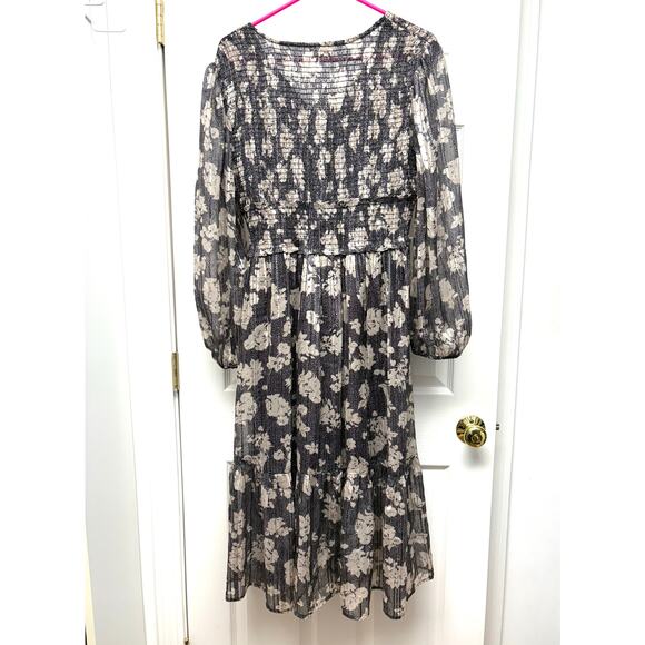 Dizzy Lizzy Midi Dress, Black and Cream, Smocked Waist, NWOT, Size L - Picture 3 of 6